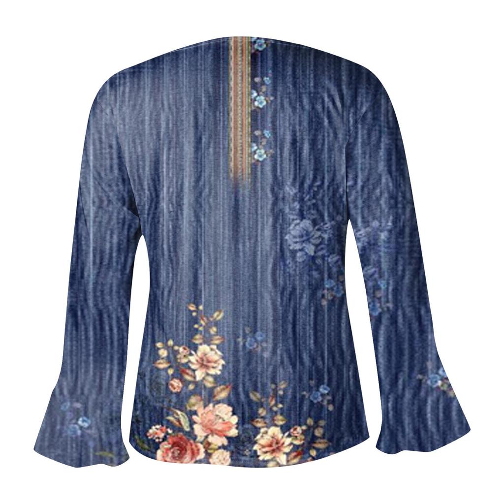 Женский повседневный модный плиссированный топ с длинным рукавом и принтом на пуговицах