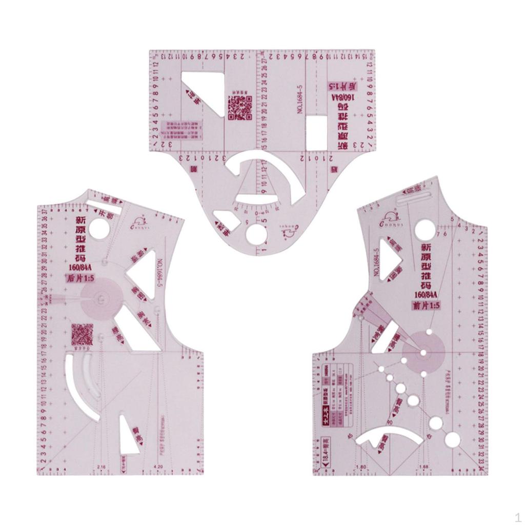 1:3 Fashion Design Ruler Garment 3Pcs/Set 160/84A Clothing Measuring Clothes