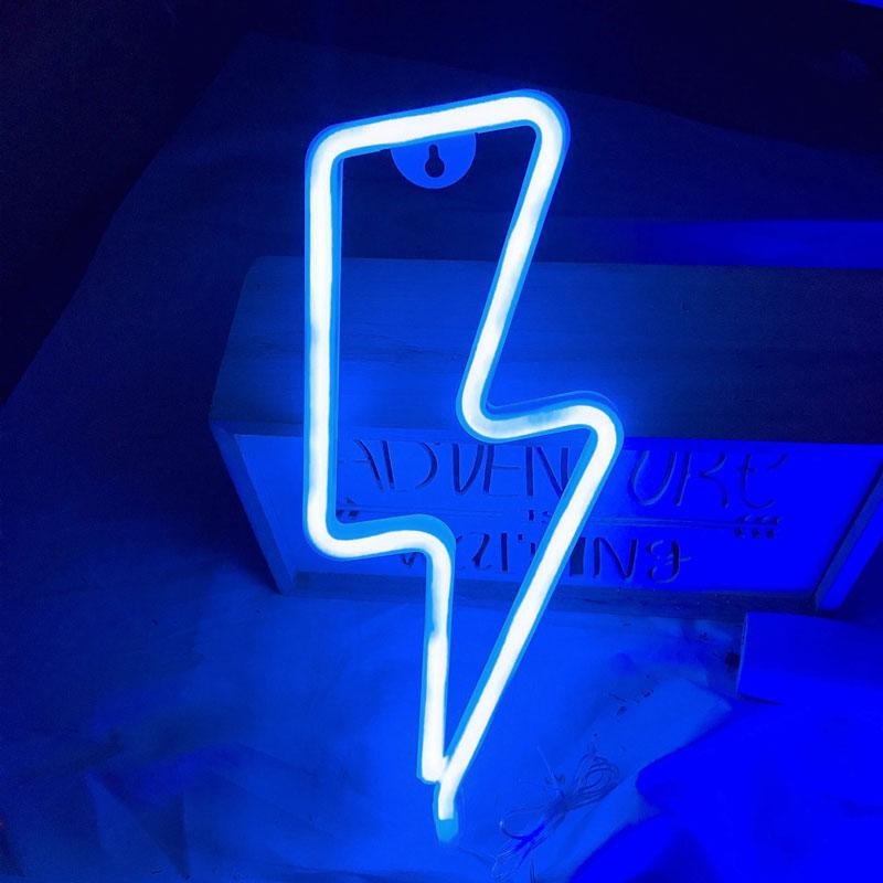 Neon Signs Lightning w Base, LED Light, Party Atmosphere Lighting, Wall Lamp, for Birthday, E-sports Room, Camping Home Decor