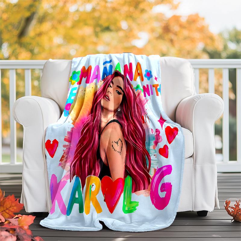 Karol G printed throw blanket—soft,warm;versatile blanket for all seasons—perfect as &air-conditioning throw,nap blanket