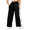 Side-seam White Stripe Oversized Straight-leg Casual Pants Loose Athletic-style Elastic Waistband with Drawstring Casual Pants