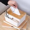 Table Wooden Cover Tissue Box Tissue Paper Remote Control Storage Box Towel Case Desktop  Organizer