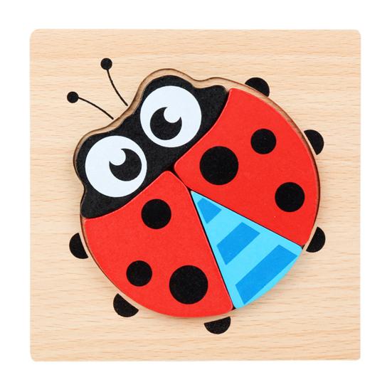 Toddlers Wooden Puzzle Animal Vehicle Cognition Preschool Early Education 3D Jigsaw Puzzle Colorful Block Assembly Toy Boys Girls Gift