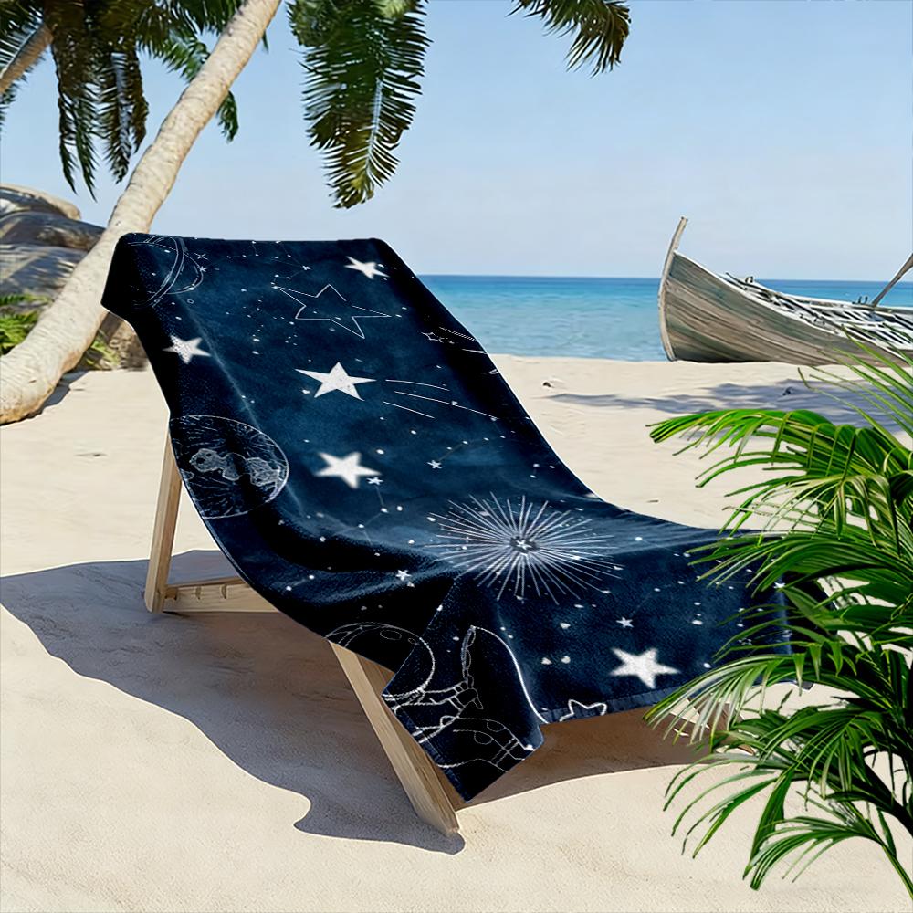 Astronaut and Stars Galaxy Design Beach towel quick-drying for travel outdoor sports jogging beach and swimming