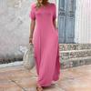Женские летние платья однотонные с короткими рукавами повседневные нарядные длинные платья