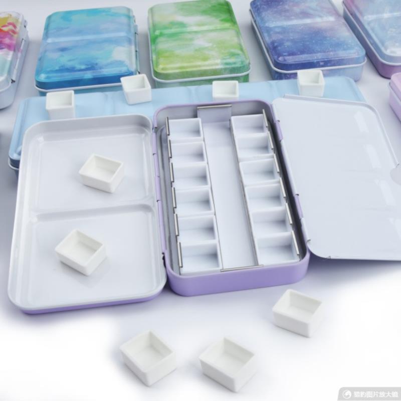 Половина кастрюли Поднос для акварельных красок Жестяная коробка Пустая палитра Хранение картин Лоток для краски