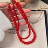 Красный цвет Агат натуральный камень бисерные ожерелья для женщин позолоченные бусины чокеры подвески