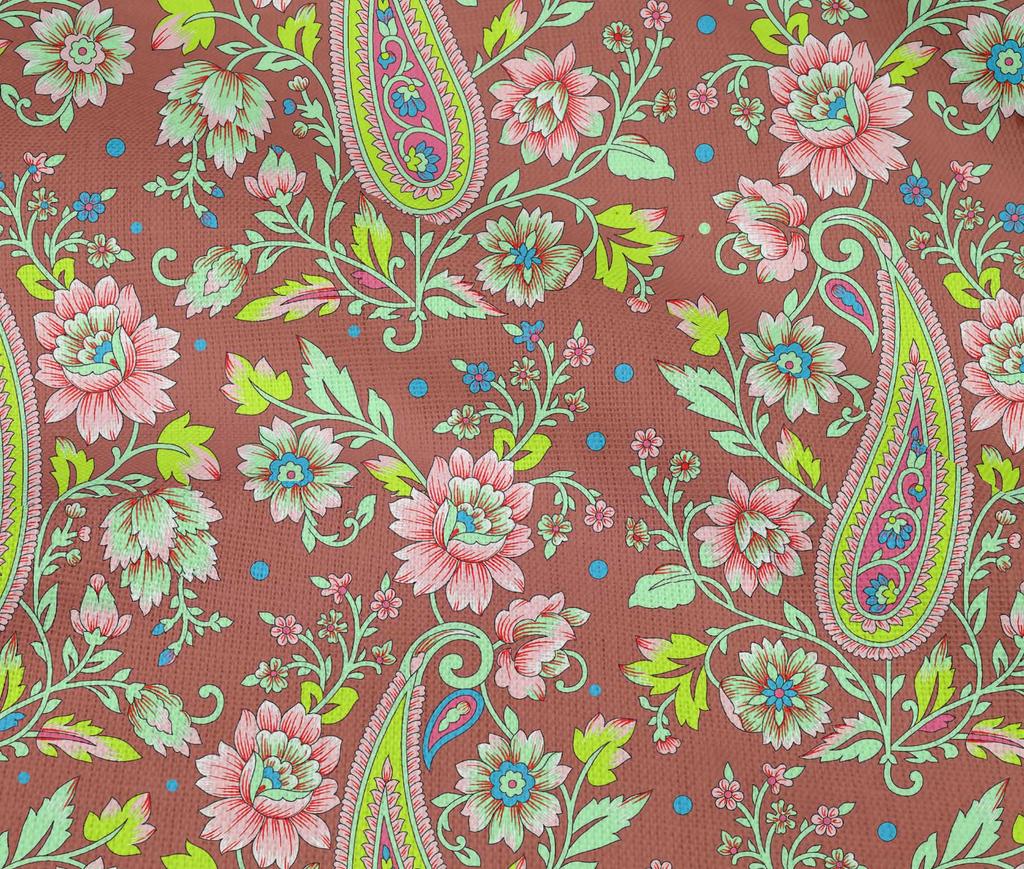oneOone Cotton Flex Dark Peach Fabric Paisleys Craft Projects Decor Fabric Printed By The Yard 40 Inch