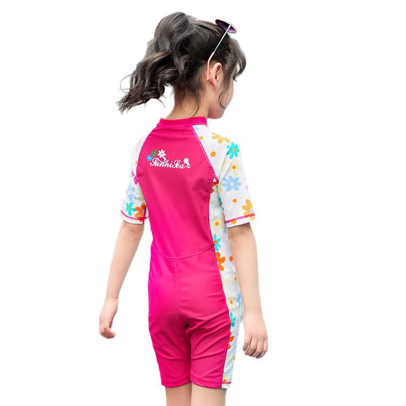 Girls' Sun-Protective Long Sleeve One-Piece Swimsuit - Customizable Jellyfish Design for Children