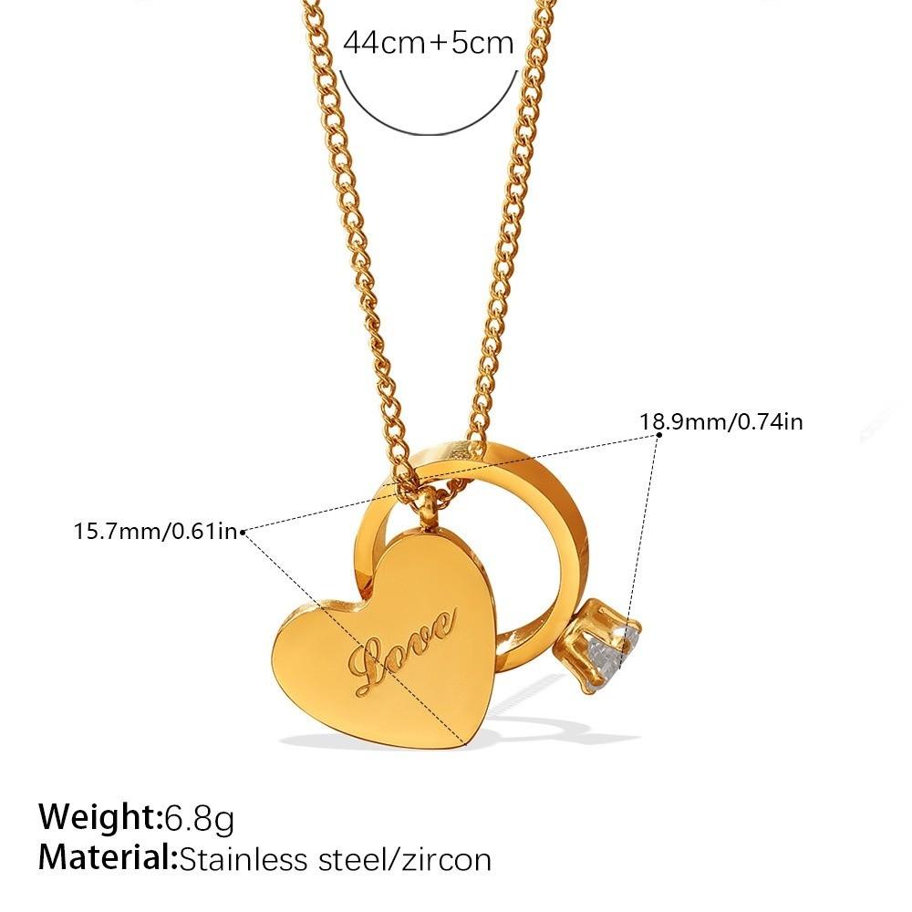 Vintage Heart Ring Pendant Necklace Gold Romantic Heart Necklace Love Inspired Choke Couple
