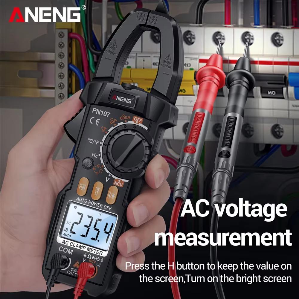 ANENG PN107 Digital Clamp Meter 4000 Counts 600A AC DC Current Voltage Resistance Tester NCV Multimeter Electrician Tools Free Gift VC1010 Test Pencil