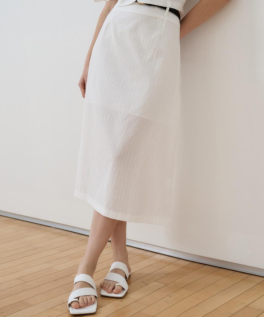 Bye Bye Seop [Set] Ribbon Sleeve Cotton Blouse + Long Skirt White