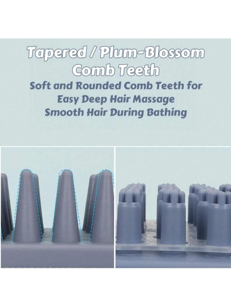 1Pc 3-Head Silicone Bath Massage Brush with Fur Removal for Cats/Dogs - Collects 96% Wet Hair during Washing - Grooming Tool