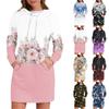 Womens Sweatshirt Dress Long Sleeve Hoodies Dresses Cute Floral Print Casual Hoodie With Pockets Fall And Winter
