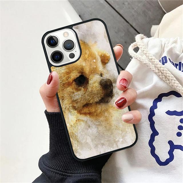 Шпиц Акварельный Собака Ракушка Чехол Для iPhone 17 Air 15 16 14 13 12 Pro Max 11 Pro Max Plus Чехол для Телефона