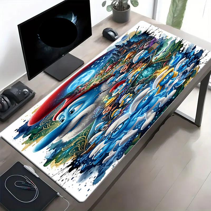 Blue Smurfs Print Mouse Pad, Anti‑Slip Desktop keyboard Mat, for PC Laptop Gaming Working Daily Use, Cool Festival Surprise Gift