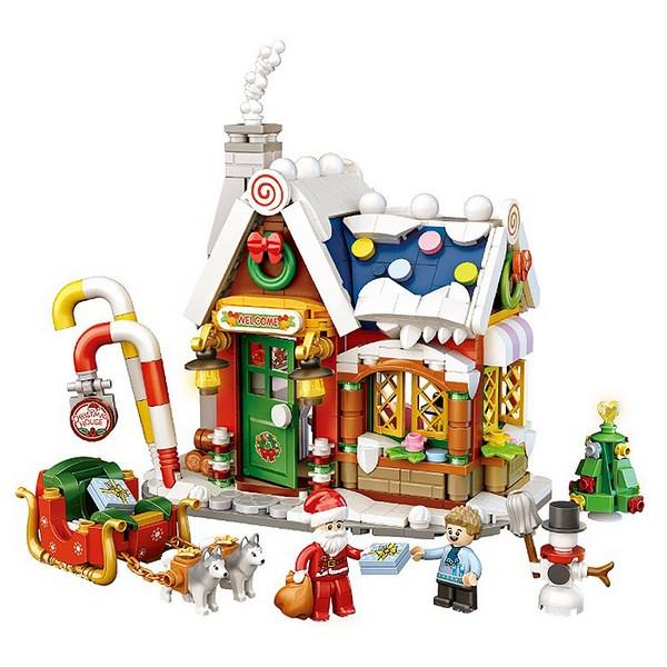 LOZ Mini Nanoblock, Домик Санты, популярные корейские игрушки