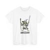 Huzzah Frog Wizard Shirt Medieval Fantasy Magic Sword Staff Humorous Graphic Tee