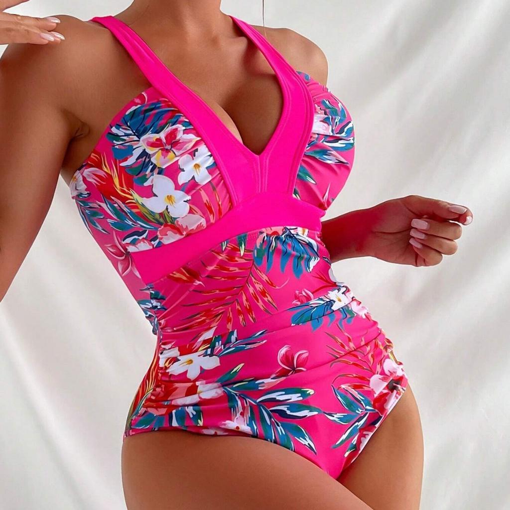 Women's Bikini One-piece Swimsuit Fashion Print Deep V Sexy Bikini Swimsuit One-Piece Suits Bathing Suit Women Swimwear