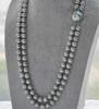 ОЖЕРЕЛЬЕ С ДВУМЯ НИТЬЮ 9–10 мм, НАТУРАЛЬНОЕ ОЖЕРЕЛЬЕ С СЕРЫМ ЖЕМЧУГОМ ЮЖНОГО МОРЯ, 19–20 ДЮЙМОВ
