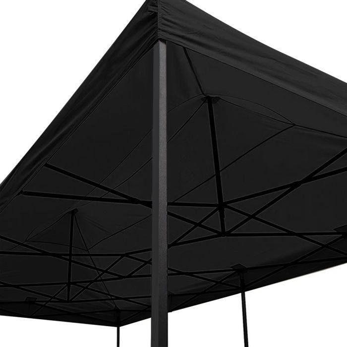 Pavillon pliable - Tourtecs 3x6m - Noir - Imperméable - Résistant aux UV - Structure en acier galvanisé