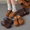 Новые 2025 осенние маффины на толстой подошве с внутренней платформой, увеличивающей рост, замшевые туфли-тосты-пуфы Birkenstocks женские с сумкой на носке, полушлепки