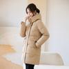Middle-aged women's clothing medium and long hooded cotton clothes, drawstring, waist thickened cotton-padded clothes, and a mother's winter coat.