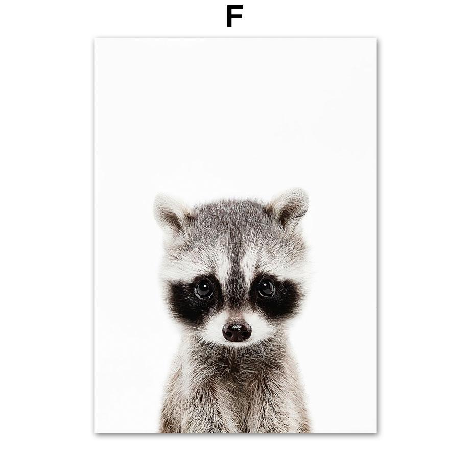 Слон, Лев, Медведь, Жираф, Панда, Тигр, Енот, настенная живопись, холст, картина с детенышем, постер для детей, декор для детской комнаты для мальчиков и девочек