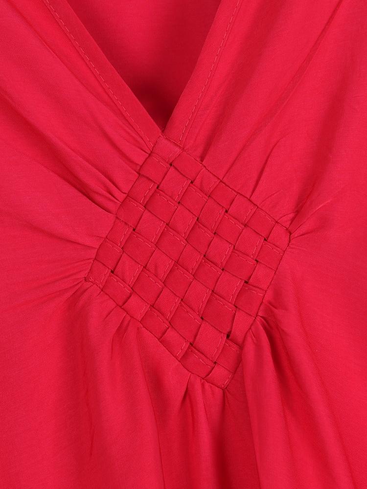 EDOLYNSA Red Women's Kaftan Long Dress Robe Holiday Cover Up Bat Sleeves Beach Dress Lounge wear Q1306