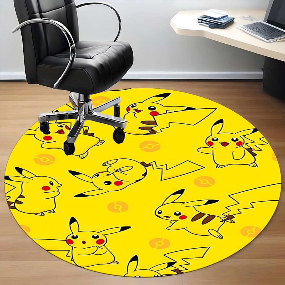 1pcPikachu Poké Ball Office Round Area Rug, Indoor Mat Suitable For Office,Bedroom Living Room Home Decor, Room Deco a0928173