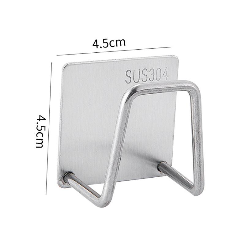 Stainless Steel Sponge Holder Rack Shelf Adhesive Kitchen Sink Organizer Bathroom Kitchen Dishcloth Holder For Towel Rag Hanger