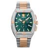 Мужские спортивные часы Versace Tonneau Greca (VESP00624) с кварцевым механизмом, водонепроницаемый, сапфировое стекло, серебристо-розово-золотой циферблат и нержавеющая сталь