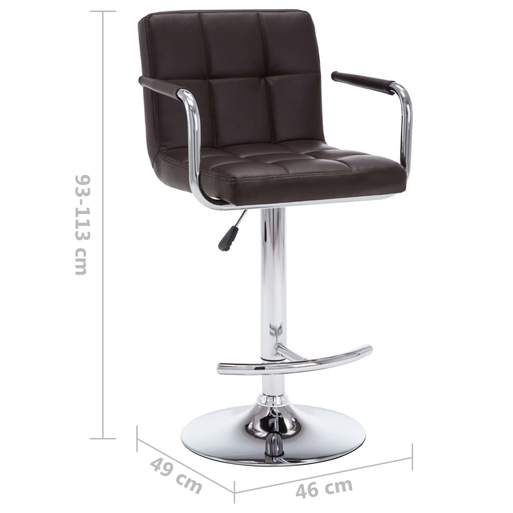 Bar Stool Set 2 Pieces Brown Faux Leather