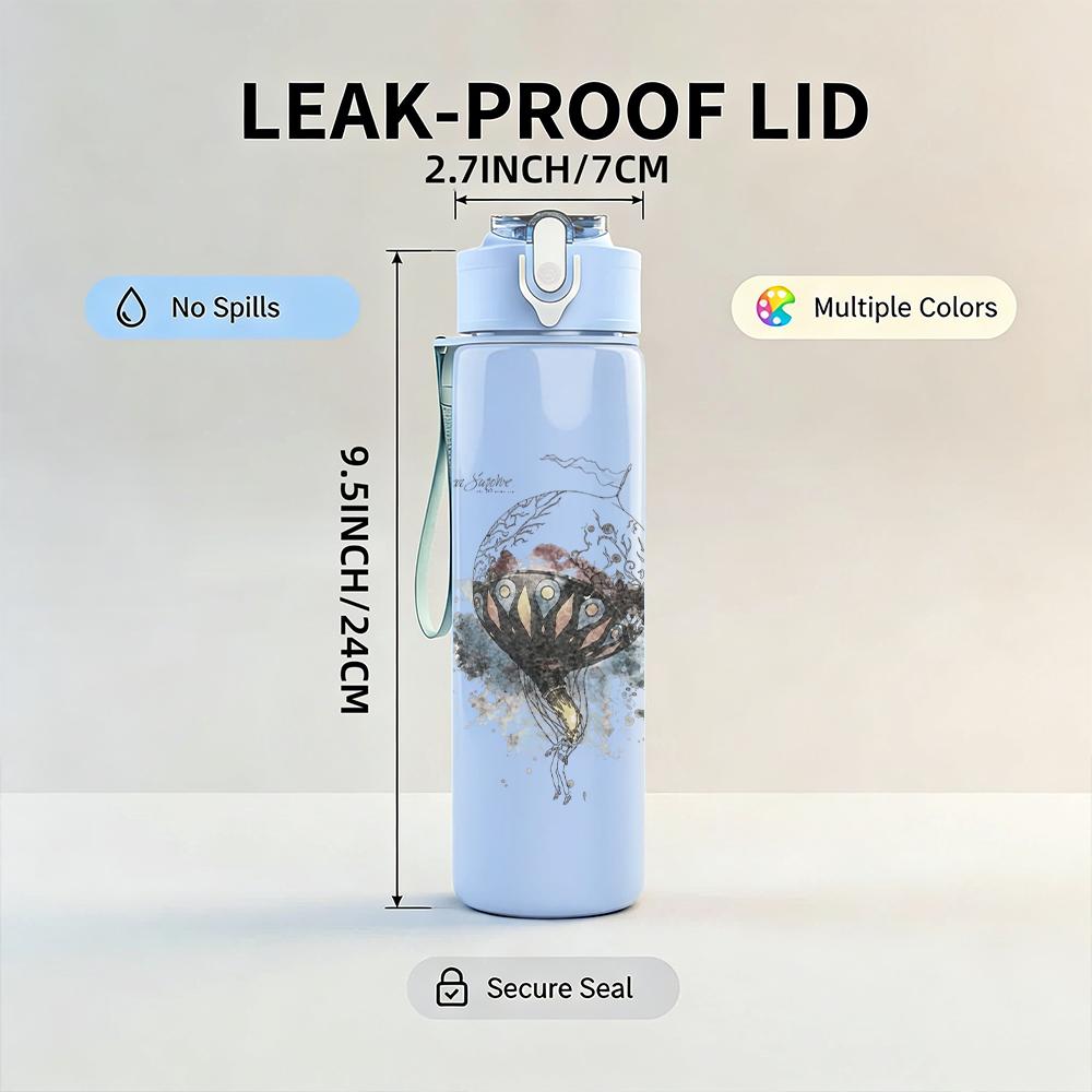 1PC Sublime Band Vintage Album Print 750ml colorful plastic sports water bottle leakproof pop up lid with straw for outdoor work home use