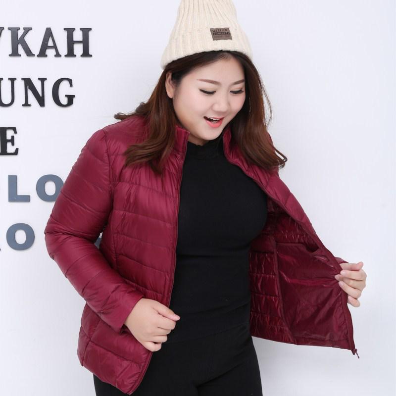 S/7XL Plus Size Lightweight Down Jacket Thin Down Jacket Women Autumn Winter Slim Short Warm White Duck Down Coat