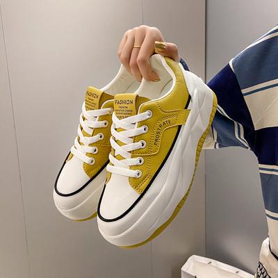 Спортивная обувь на платформе, женские кроссовки на шнуровке, женские удобные кроссовки из вулканизированной стали, спортивные кроссовки на толстой подошве 2024