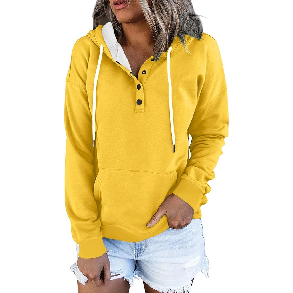 Women's Casual Fashion Solid Color Long Sleeve Pullover Hoodies Sweatshirts