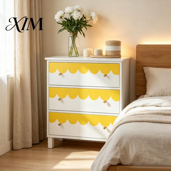 Decorative Wall Sticker for Bedroom 4Pcs Scalloped Border Decals, Peel and Stick Half Arch Geometric Stickers, DIY Accent Home Decor Semi Circle