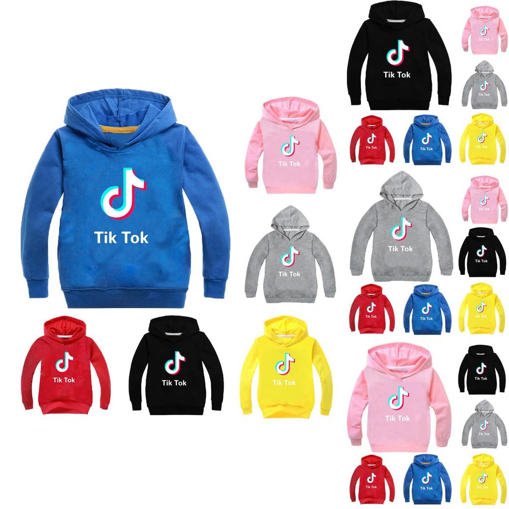 Детский свитшот с буквами Tik Tok, худи с длинным рукавом, модные пуловеры
