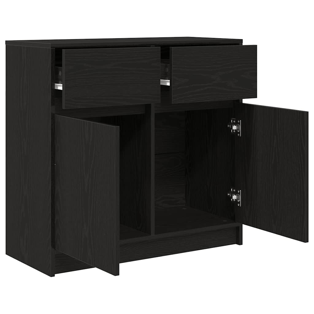 Sideboard with Drawer Black Oak Effect 80 x 34 x 76 cm