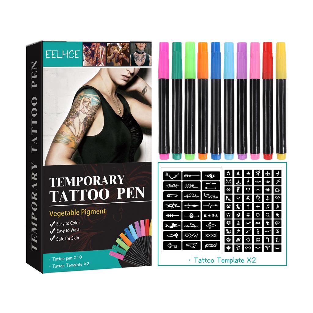 EELHOE Temporary Tattoo Pen Set - Face Arm Body Multi-Color Paint DIY, Creative Graffiti Decorative Tattoo Pen