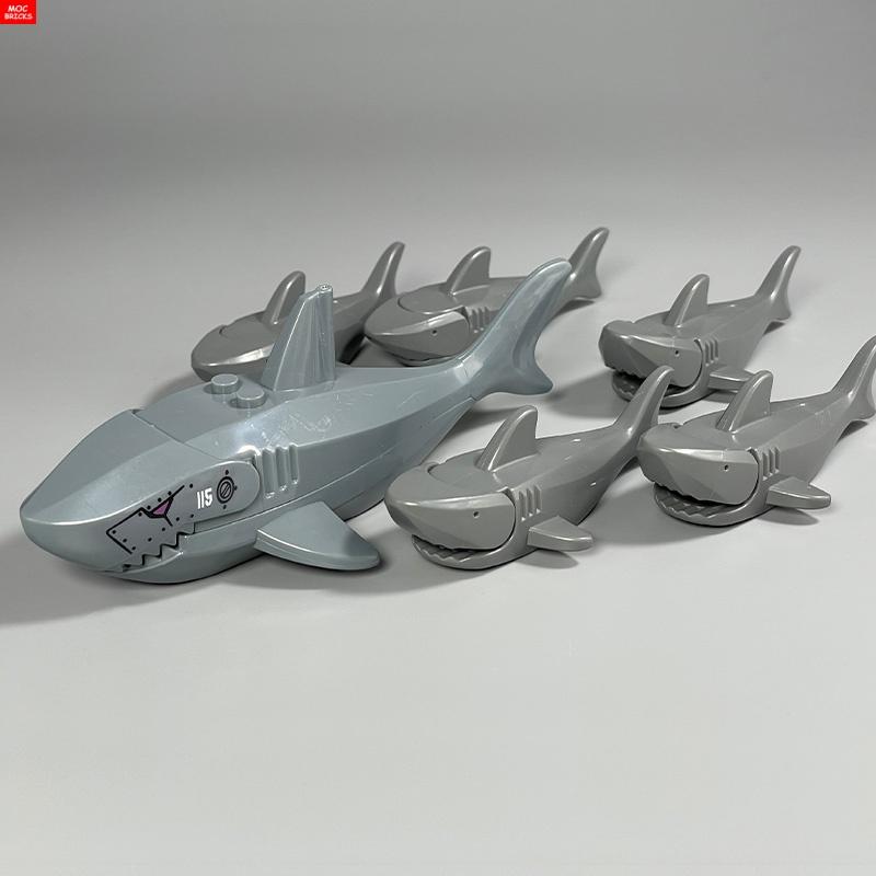 MOC Bricks Ocean Animal Plant Coral Sea Scene Shark Octopus Manta Fish Clownfish Building Blocks Toys Children Gift