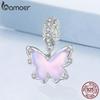 Bamoer 925 Sterling Silver Romantic Lace Butterfly Charms Pendant for Women Bracelet Bangle DIY Jewelry