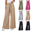 Women's Lace-Up Wide-Leg Pants Casual Pants Solid Color Trousers With Pockets