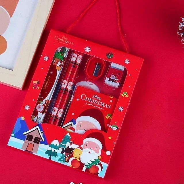 The Study Set Gift Given By Santa Claus Pencil Stationery Set Children Student Office Supplies Kawaii Prize Birthday New Year