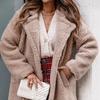 Женская куртка с лацканами, однотонная, открытая строчка, двухстороннее плюшевое пальто, свободное, теплое, средней длины, с длинными рукавами, для поездок на работу, свиданий, весна, осень, зима, пальто