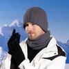 Three-Piece Set Knitted Hat Men's Velvet Cold Protection Hat Scarf Gloves