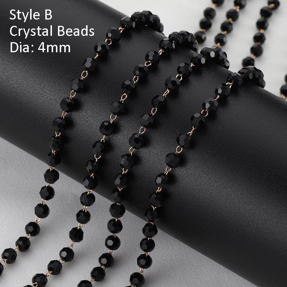 1Meter Colorful Glass Ball Beaded Chain Crystal Beads Necklace Body Chain Accessories for Jewelry Making Components DIY Supplies