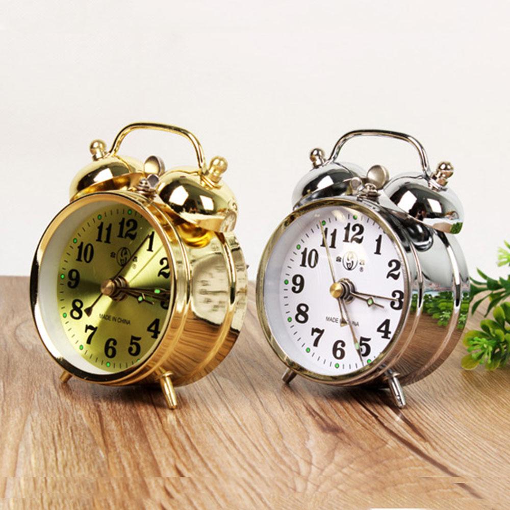 Retro Gold Mechanical Alarm Clock Vintage Manual Wind Up Clock Metal Snooze Table Clock Home