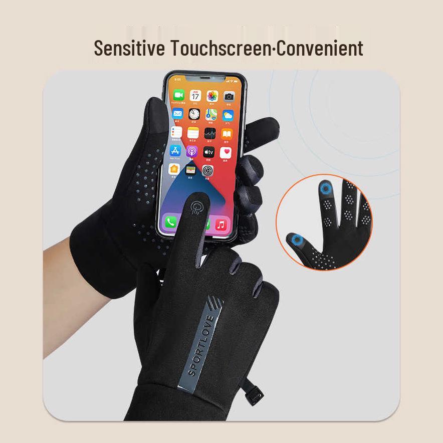 Унисекс Ветрозащитные Водонепроницаемые Зимние Велоперчатки - Нескользящие, На Флисовой Подкладке, Утепленные, Морозостойкие.